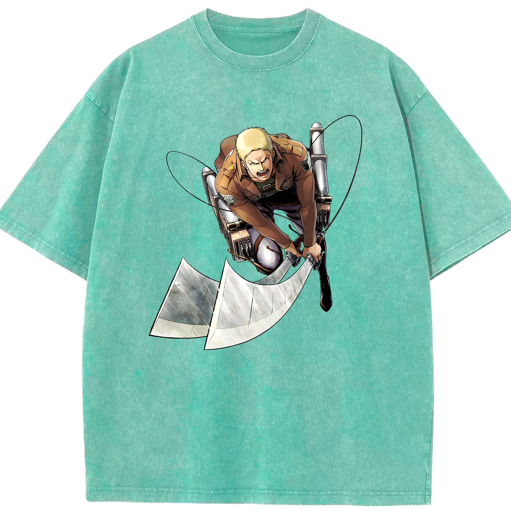 （画像用） 進撃の巨人 ライナー・ブラウン Attack on Titan Reiner Braun 綿100% ヴィンテージ風 半袖Tシャツ（フロントプリント）